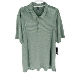 Adidas Golf Polo Shirt Mens 2XL Green Feeder Striped Short Sleeve NEW $65